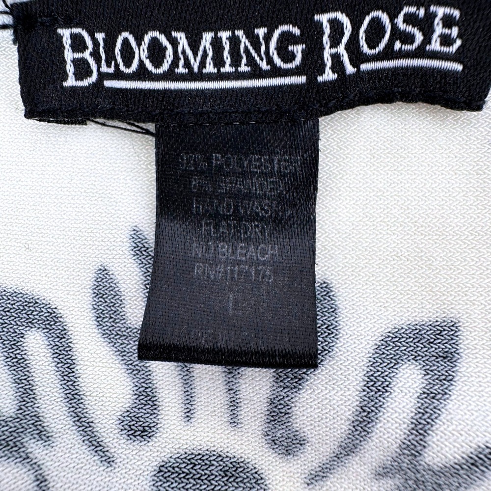 Blooming Rose Shift Dress Women Large Black Green White Damask Keyhole Bar Neck - Picture 3 of 6